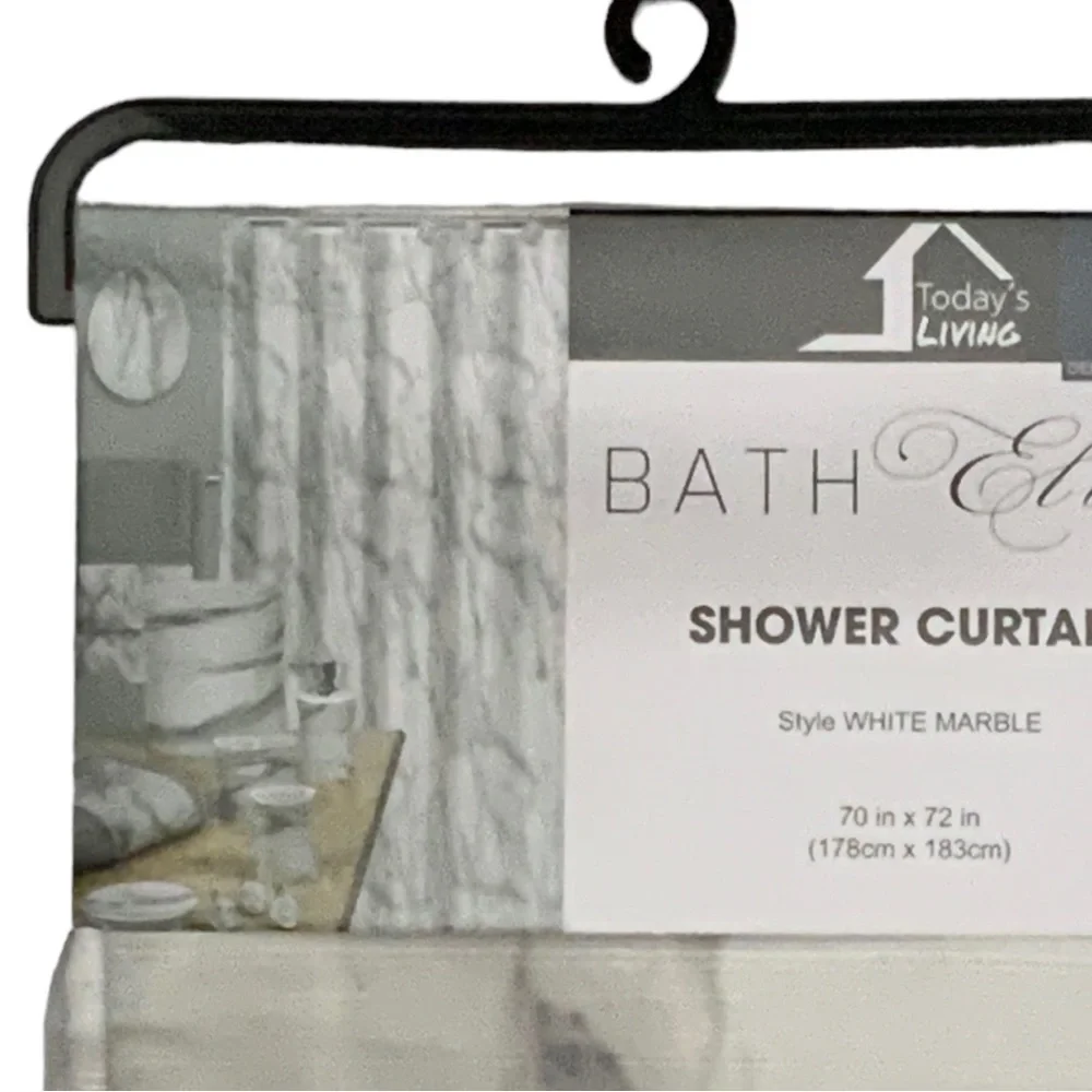 Today’s Living Marble Elite Bath Shower Curtain Easy Care Fabric White Gray